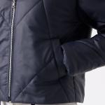 Fluff Kadın Kapüşonlu Şişme Lacivert Deri Mont